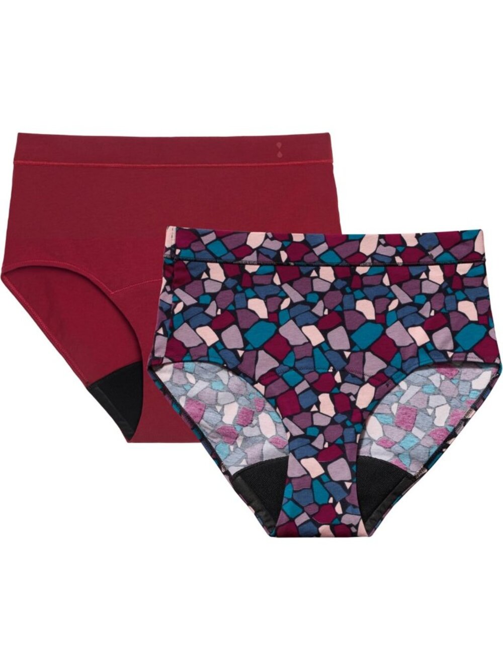 Leakproof Hi-Waist Period Underwear, Holds 12 Tampons, Odor Control, 2-Pack